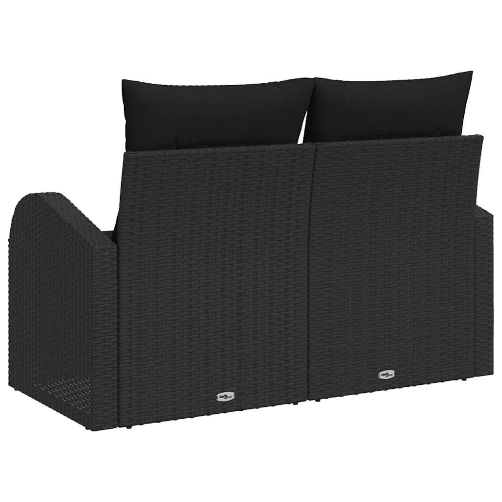 Gartensofa mit Kissen Schwarz 124 x 62 x 69cm Poly-Rattan